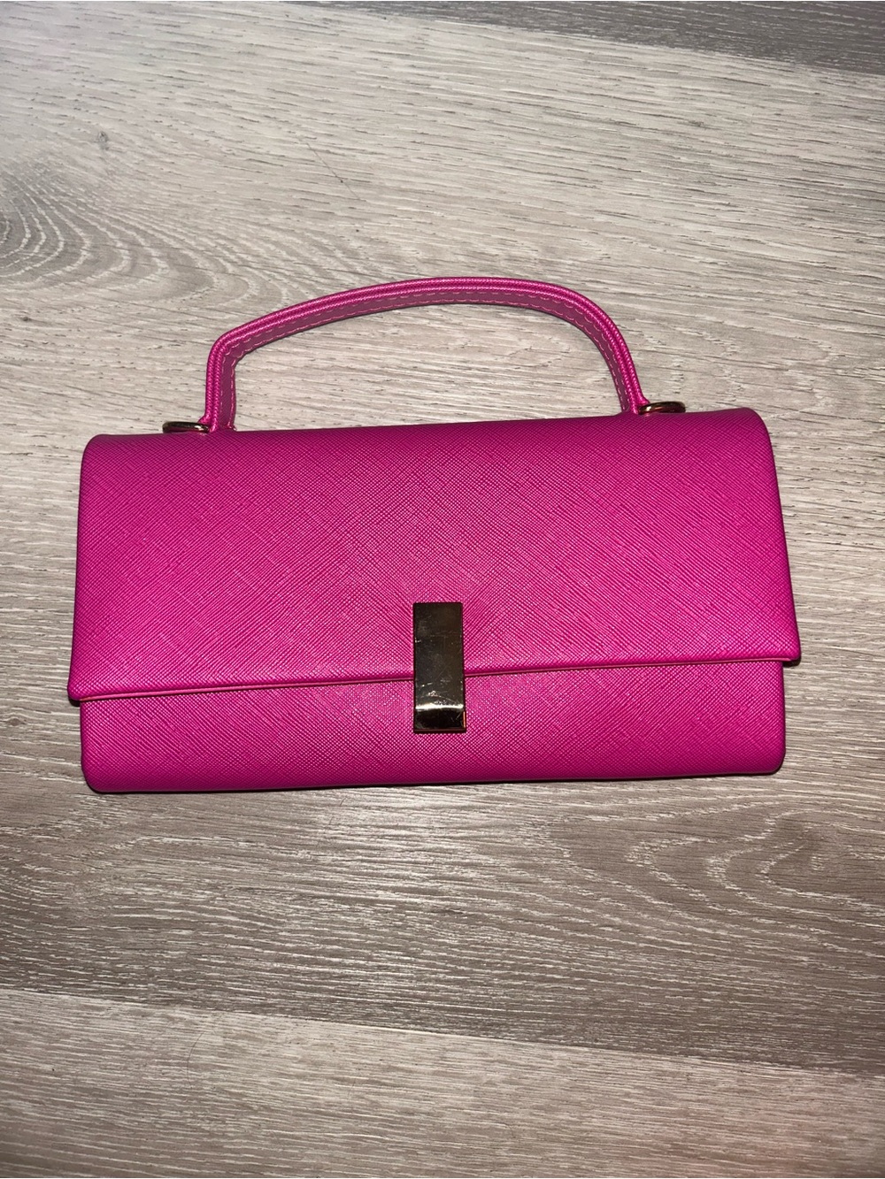Le Château Hot Pink & Gold Top-Handle Clutch Bag